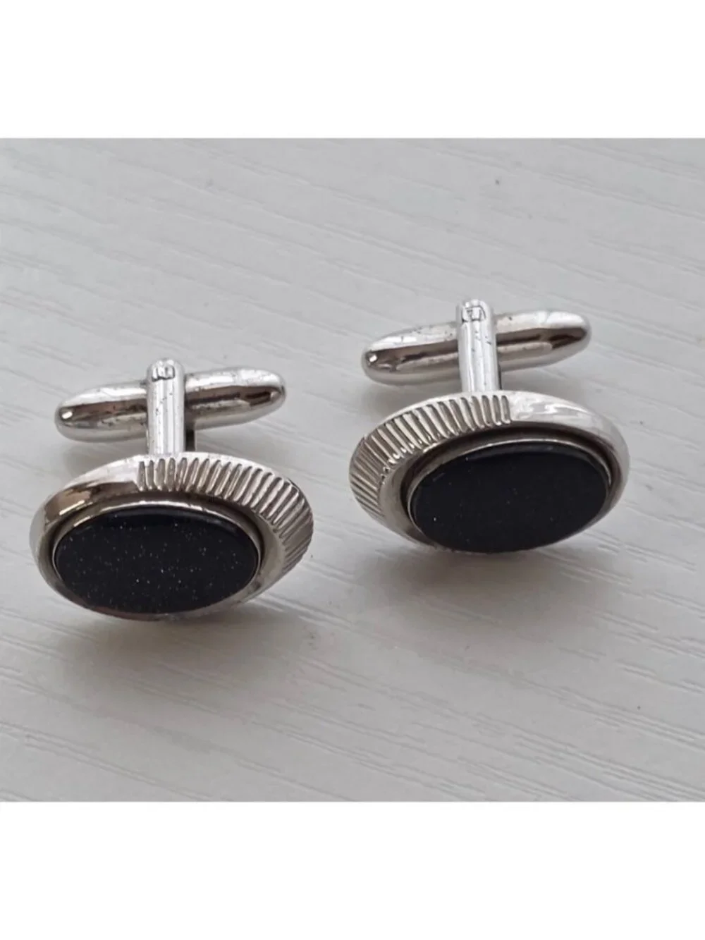 Vintage Mid-Century Blue Goldstone Cufflinks
